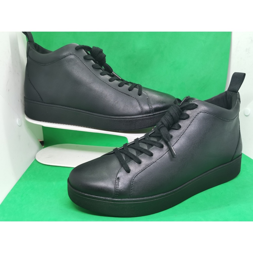 FitFlop Rally Leather High Top Sneakers Black EK8-090 Women Size 10 US